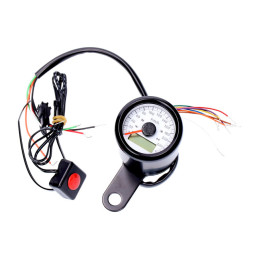 Stoker, electronic speedometer 48mm. Black, white face Compatible with stock 96-03 H-D speedo sensors and most aftermarket senso