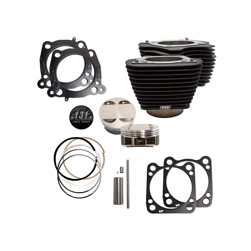 S&S, M8 131" big bore cylinder & piston kit. Black fins 18-23 Softail 17-23 Touring (excl. trikes)