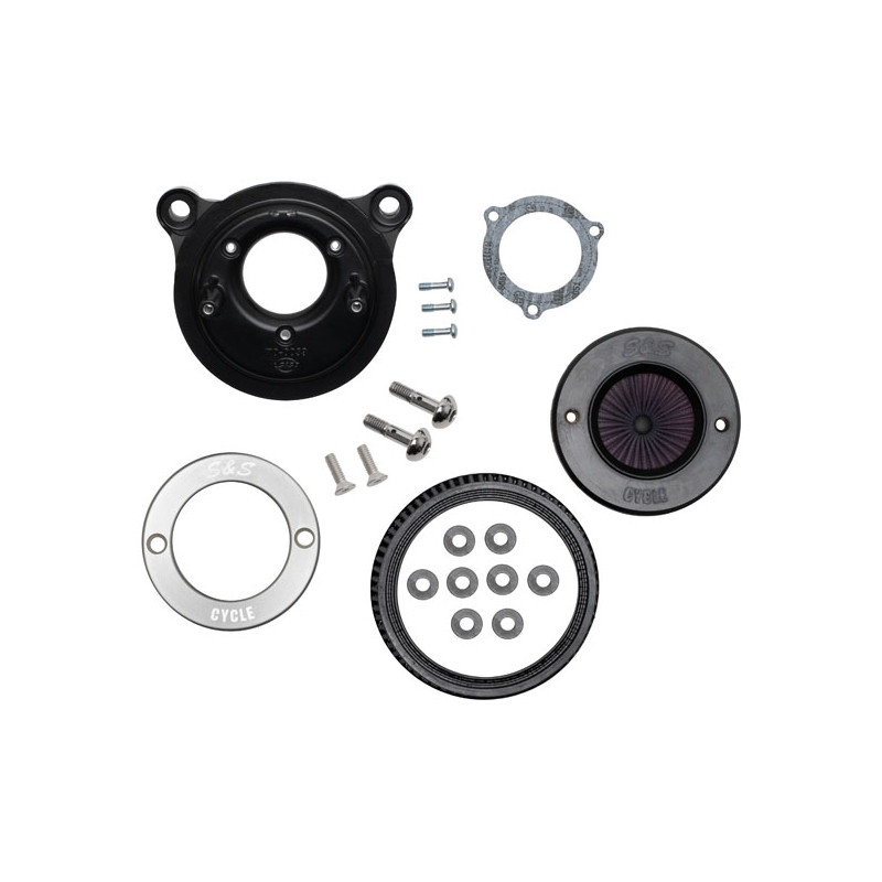 S&S, Zestaw filtrów powietrza Air Stinger Stealth. Pierścień wykończeniowy aluminiowy 08-16 Touring 16-17 Softail z e-gazem (z w