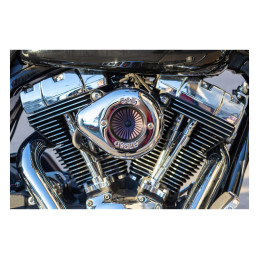 S&S, Air Stinger Stealth air cleaner kit. Teardrop, chrome 08-16 Touring 16-17 Softail with e-throttle (excl. Tri-glide and CVO 