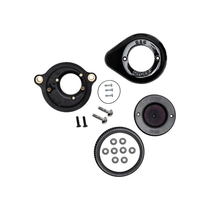 S&S, Air Stinger Stealth air cleaner kit. Teardrop, black 18-24 Softail 17-24 Touring (excl. 2024 FLTRXSTSE Road Glide with 121"