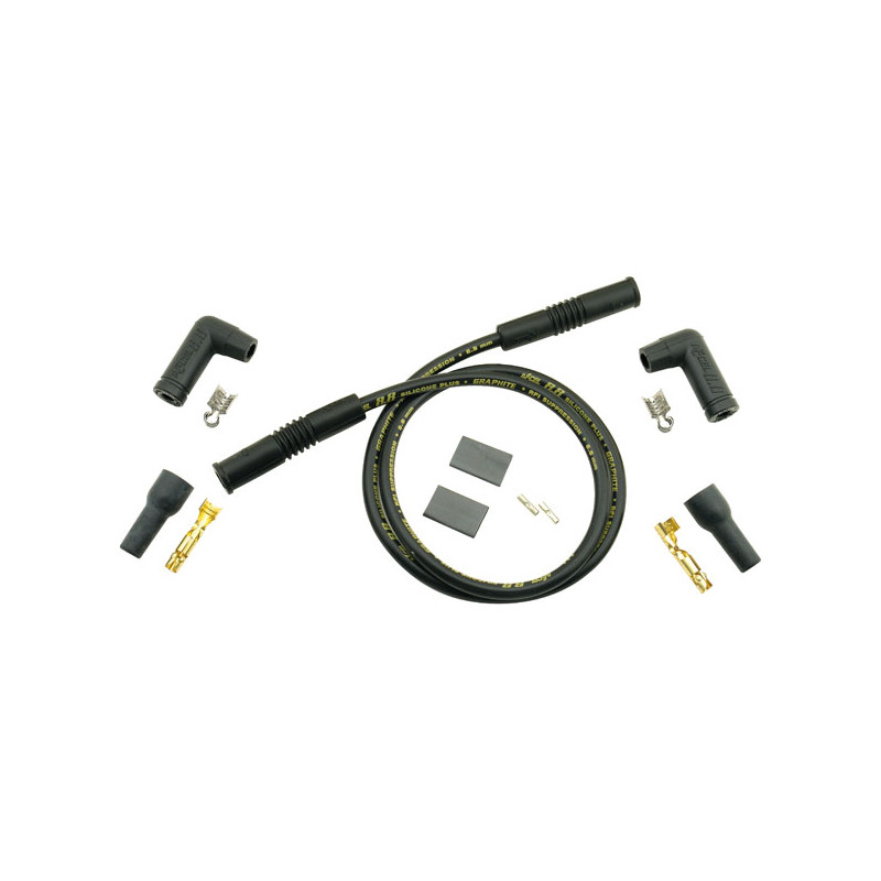 Accel, universal 8.8mm spark plug wire set. Black Pre-1999 style coils