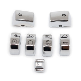 Handlebar switch cap kit. Chrome 11-23 Softail (excl. FLDE FLSB FLHC FLHCS) 12-17(NU)Dyna (excl. 16-17 FXDLS) 14-22(NU)XL