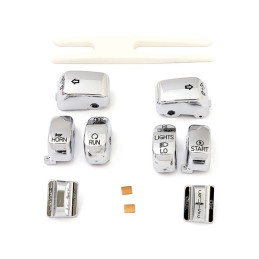 HANDLEBAR SWITCH CAP KIT, CHROME 96-13 FLHRC FLHR (with cruise control) (NU)