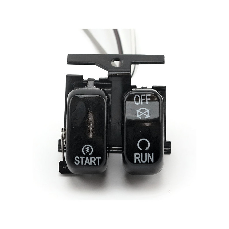 Run/Off/Start, handlebar switch set. Black 96-10 Softail 96-11 Dyna 96-13 Touring 96-13 XL 02-13 V-Rod(NU)