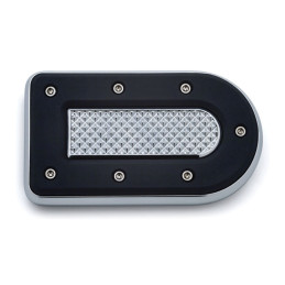 Kuryakyn, Heavy Industry brake pedal pad. Chrome 86-24 FL Softail 12-16(NU)Dyna FLD Switchback 83-24 Touring 09-24 Trikes