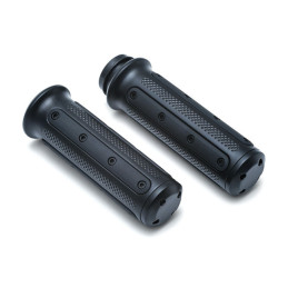 Kuryakyn, Heavy Industry grips. Black 08-23 H-D with e-throttle (excl. 2023 FLHXSE 18-21 FLTRXSE RA Pan America & RH Sportster)
