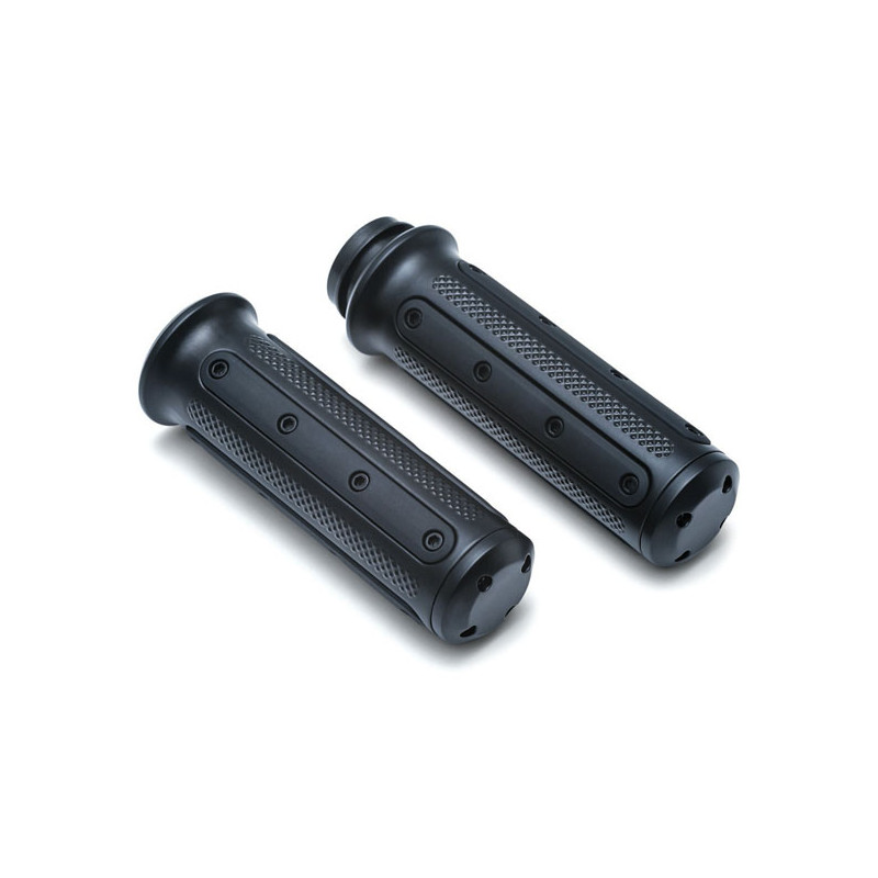 Kuryakyn, Heavy Industry grips. Black 08-23 H-D with e-throttle (excl. 2023 FLHXSE 18-21 FLTRXSE RA Pan America & RH Sportster)