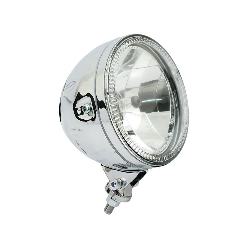 Skyline, 5-3/4" H4 headlamp. Bottom mount. Chrome 