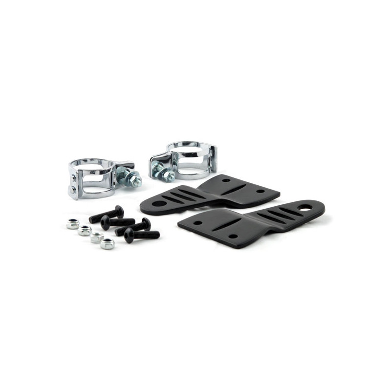 Striker, slotted side mount headlamp bracket assembly. Black 