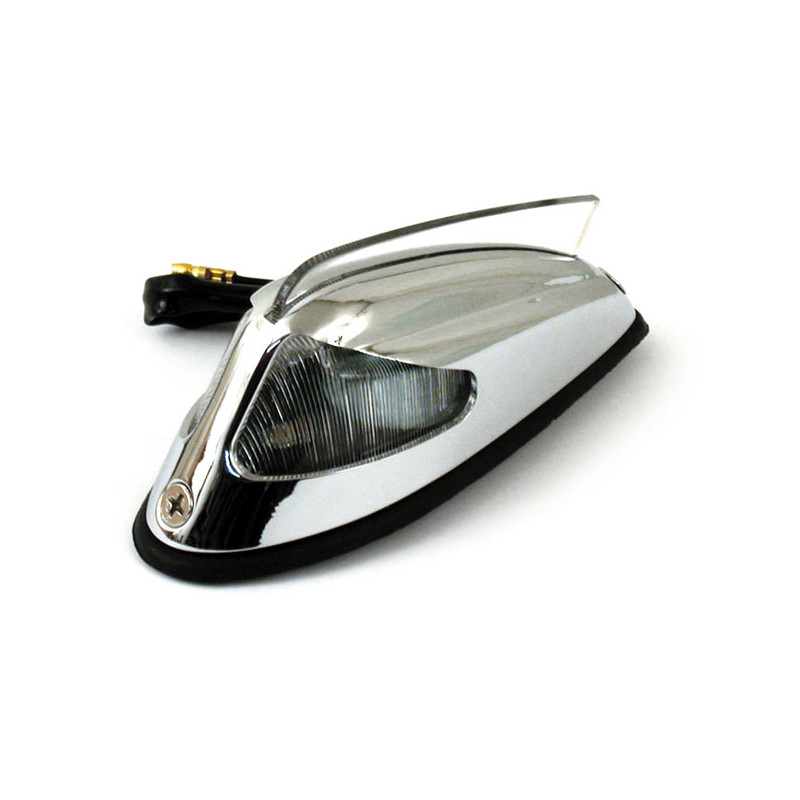 50-57 style front fender light. Chrome, clear lens Universal