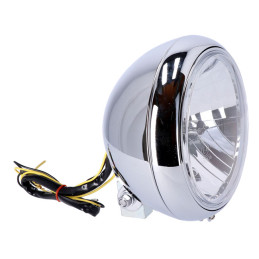 7" H4 headlamp for FL models. Clear lens. Chrome 86-17 FLST models with 7" headlamps (NU)