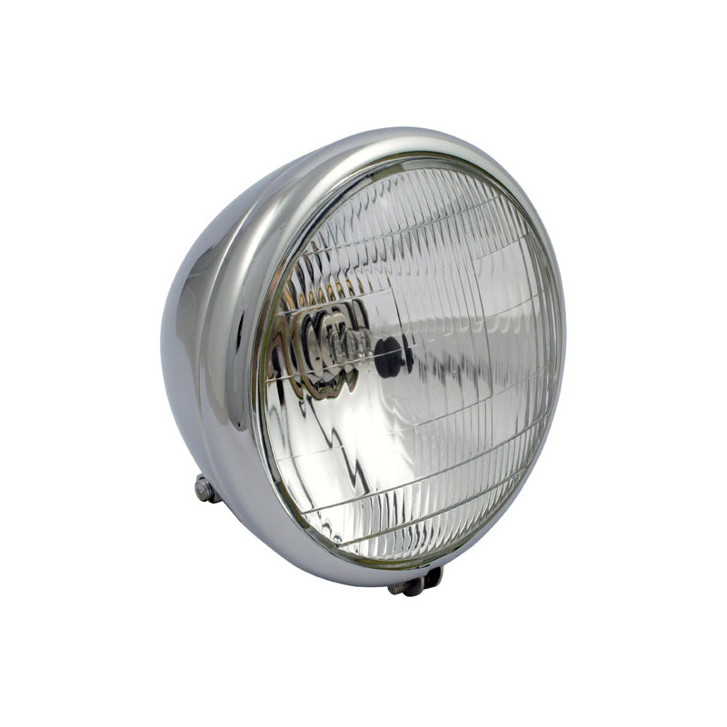 6-1/2" bullet style headlamp. Chrome. 12V H-4 