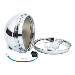 7" headlamp shell with trim ring only. Chrome 49-59 Hydra Glide & custom applications (NU)