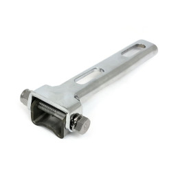 Universal solo seat hinge, square mount, weld-on. Chrome Universal