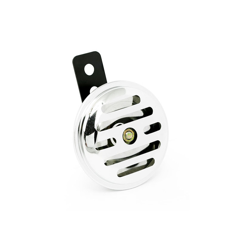 Niestandardowy Mini-klakson, 2,5"/65mm. 100 dB. Chromowane wycięcia