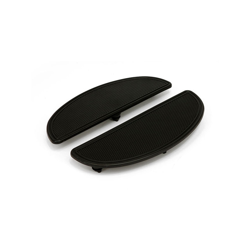Oval floorboard pads. Knurled/Ribbed. Black Rider with early Oval floorboards: 86-17(NU)FL Softail 12-16(NU)Dyna FLD Switchback 