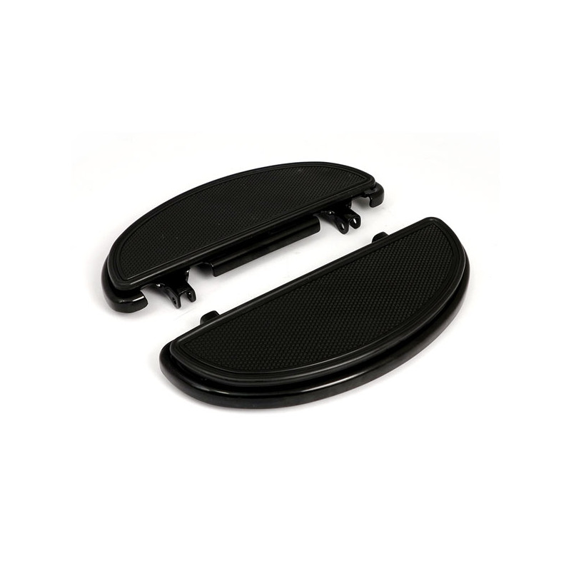 Oval early style floorboards. With dampers. Black 86-17(NU)FL Softail 12-16(NU)Dyna FLD Switchback 83-23 FLT/Touring 09-23 Trike