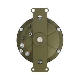 Reprodukcja klaksonu 5-1/2" Springer. Pomalowany. 6-voltowy model militarny z silnikiem 45" Flathead