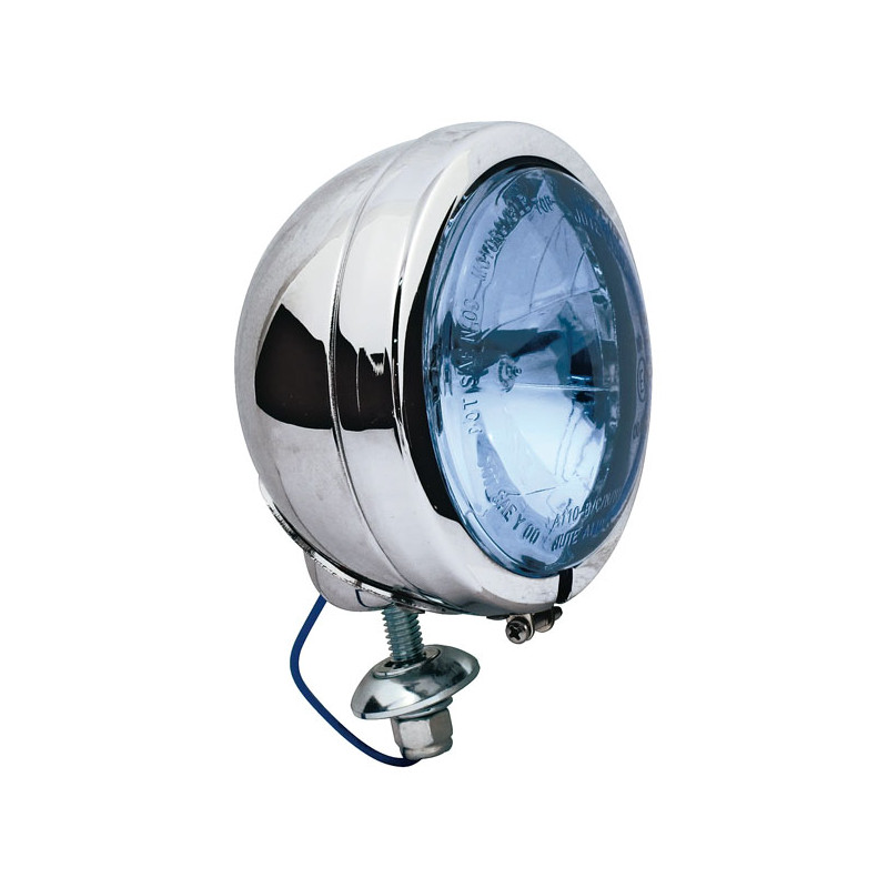 FL style spotlamp, 4-1/2". Chrome, clear blue lens 