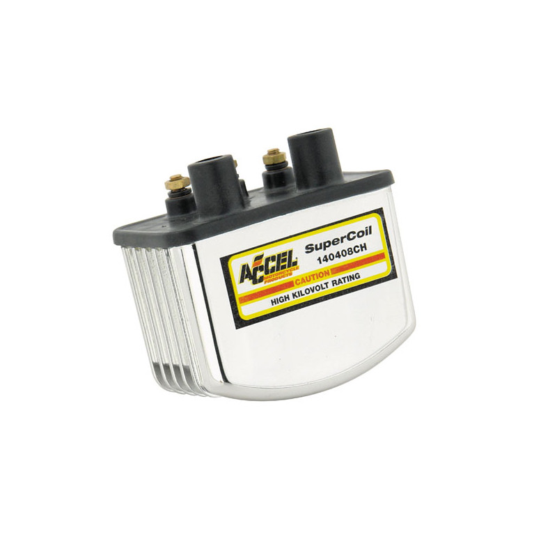 Accel single fire super coil chrome, 12V / 3 Ohm 65-99 B.T. 65-03 XL. For electronic ignition (excl. Twin Cam & other single fir