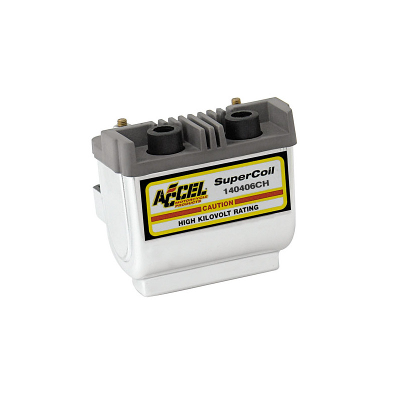 Accel, HEI Super coil chrome, 12V / 4.7 ohm 65-99 B.T. with points ignition (excl. Twin Cam & other single fire models) in custo