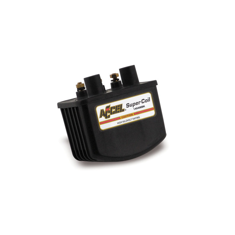 Accel single fire super coil black, 12V / 3 Ohm 65-99 B.T. 65-03 XL. For electronic ignition (excl. Twin Cam & other single fire