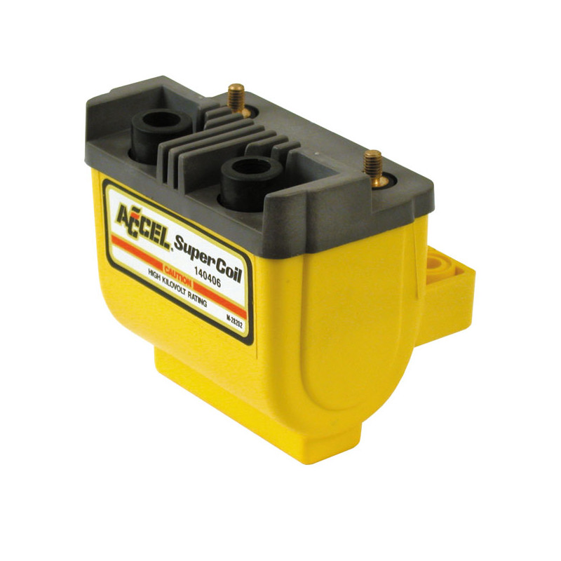 Accel, HEI Super coil yellow, 12V / 4.7 ohm 65-99 B.T. with points ignition (excl. Twin Cam & other single fire models) in custo