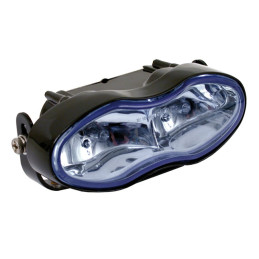 Far scurt oval H3 cu lentilă albastră