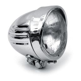 Bullet 4-1/2" duplo headlamp. Ribbed. Visor. Chrome 