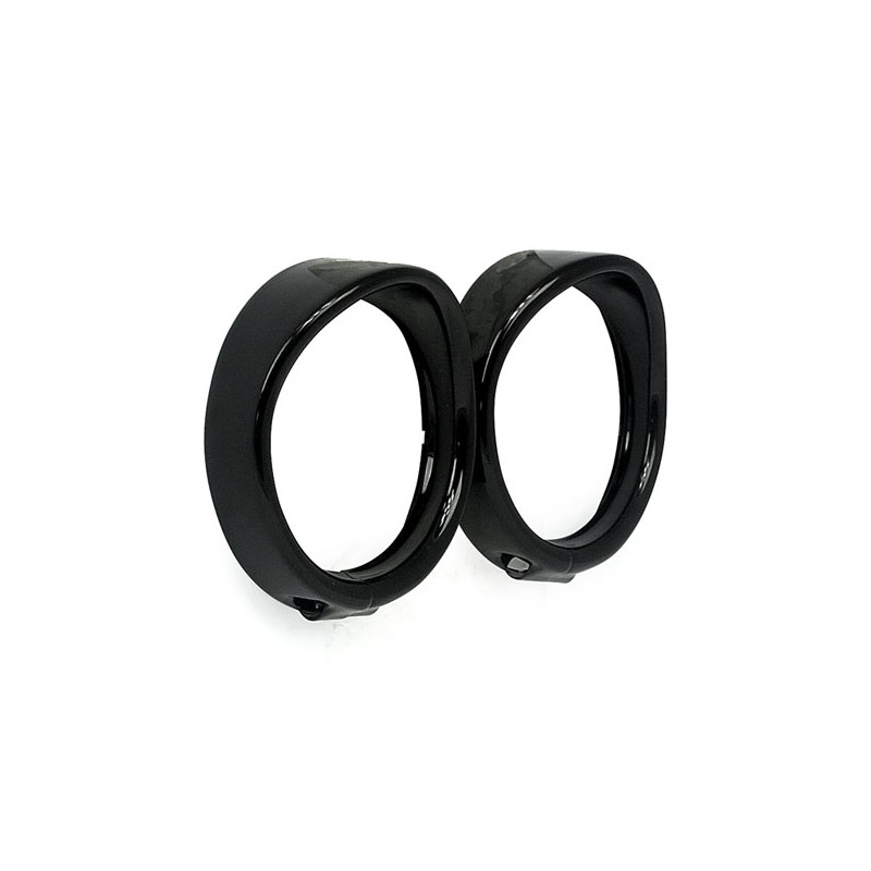 Recessed trim rings with visor. Turn signals. Gloss black Front & rear on: 14-22(NU)FLHR 98-19(NU)FLHRC 88-13(NU)Touring (excl. 