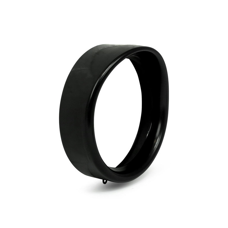 Recessed trim ring with visor. 7" headlamp. Black 12-16(NU)Dyna FLD 94-22(NU)FLHR 83-13(NU)Touring (excl. FLT & FLTR with dual h