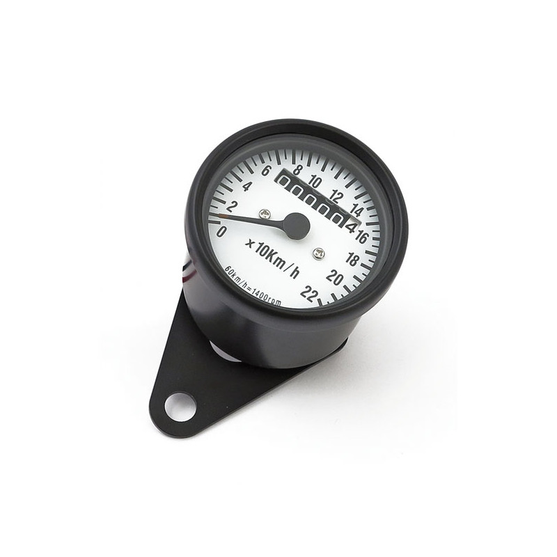 Mini speedometer, 2:1 khm black with white face plate Most models with front wheel drive Some early models with transmission dri