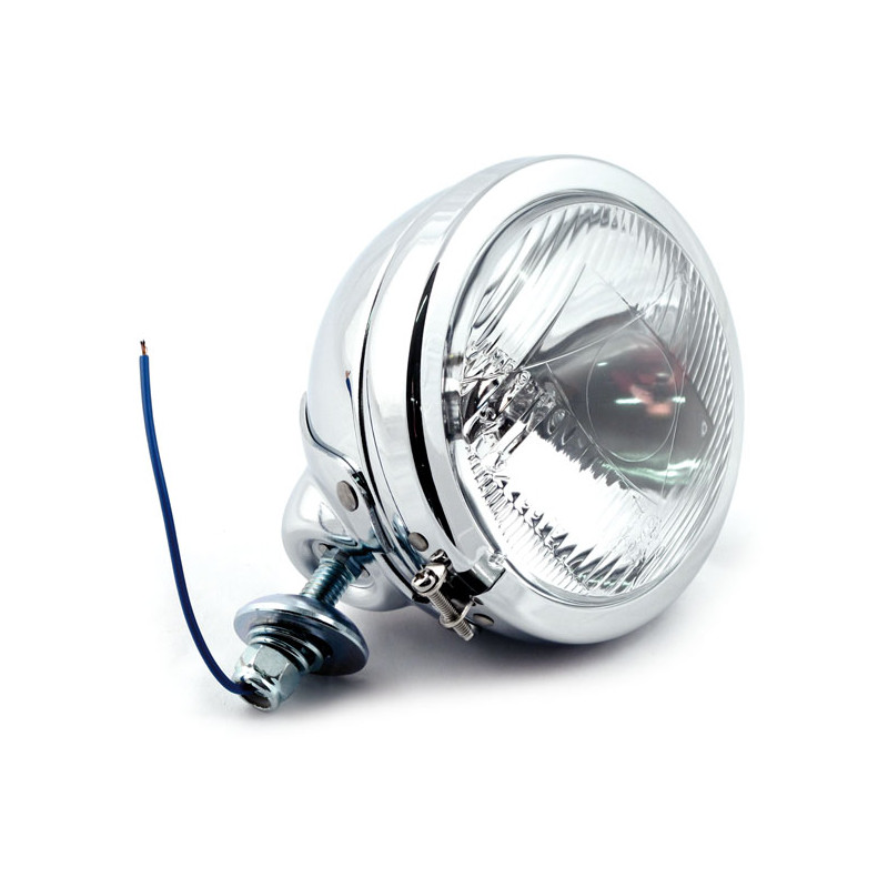 FL style spotlamp, 4-1/2". Chrome, ribbed/clear lens 