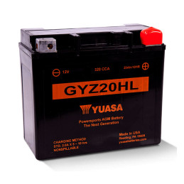 Yuasa, GYZ series AGM battery GYZ20HL Harley: 97-23 Softail 97-17(NU)Dyna 97-03(NU)XL 07-17(NU)V-Rod (excl. 2007 VRSCR) 2024 RA1
