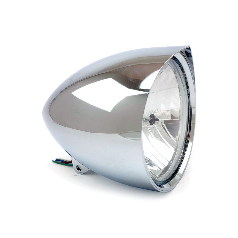 Smoothie 7" headlamp with peak visor. Chrome 
