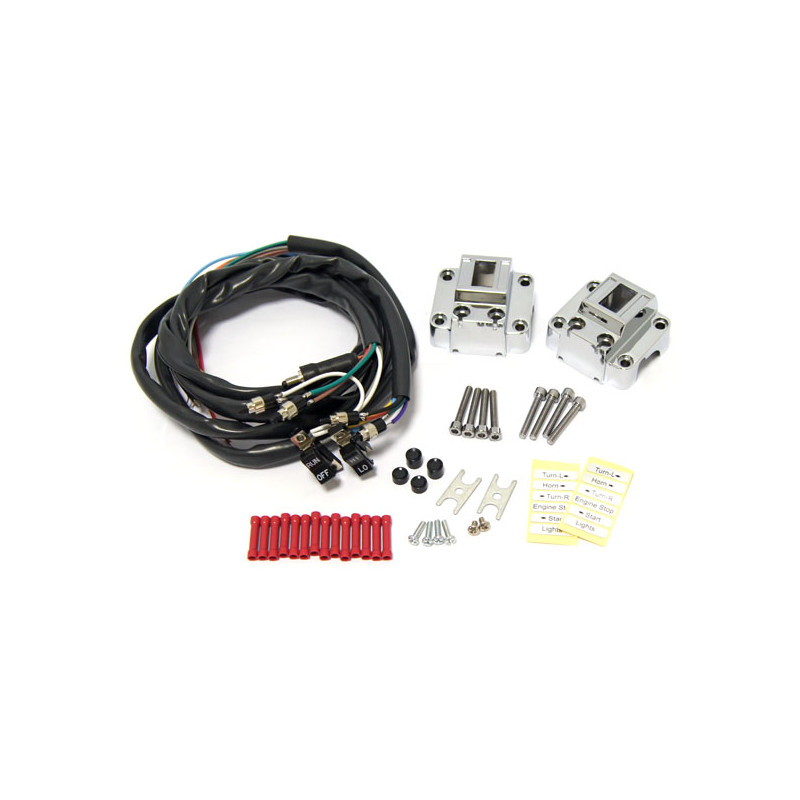 Handlebar switch housing kit. Chrome/Black 73-81 XL 72-81 FL 73-81 FX (NU)