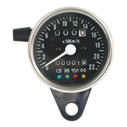 LED mini rýchlomer 2:1 km/h, chróm, čierne čelo