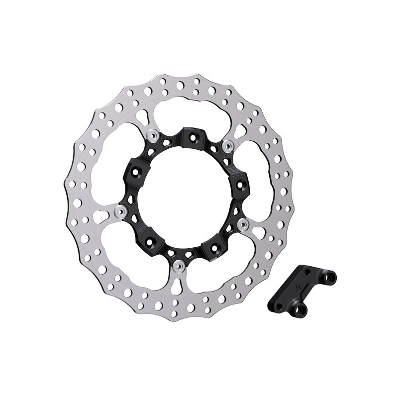 Arlen Ness 14" billet big brake full-floating brake disc LH 14-23 Touring 14-23 Trikes. With stock style open center spoke mount