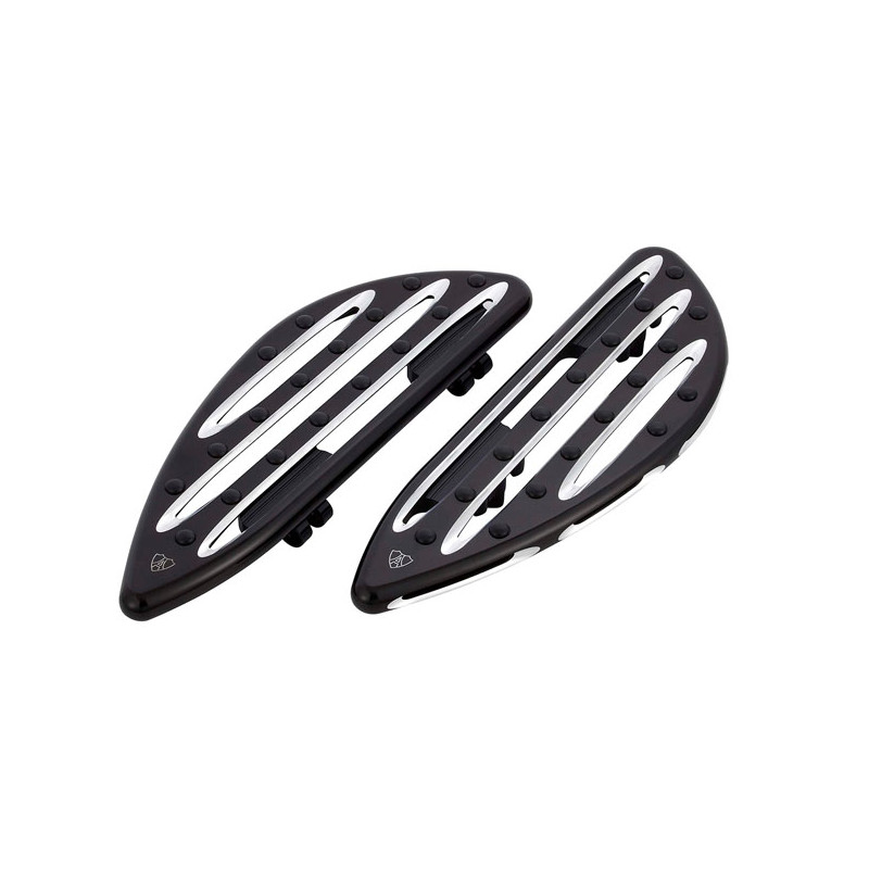 Arlen Ness, M8 Softail Deep Cut rider floorboards. Black 18-24 FL Softail with rider floorboards