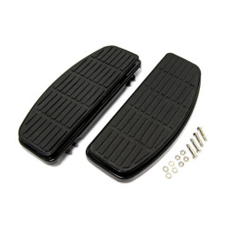 Traditional shaped floorboards. Black 86-17(NU)FL Softail 12-16(NU)Dyna FLD Switchback 83-24 FLT/Touring 09-24 Trikes