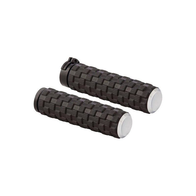 Chwyty Arlen Ness Air Trax. Kapturki chromowane 74-22 H-D z pojedynczym lub podwójnym linkami przepustowymi (z wyłączeniem model