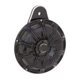 Zestaw klaksonu z aluminium Arlen Ness, 10-Żłobkowy. Całe czarne 91-23 Big Twin z klaksonem bocznym