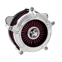 RSD, Turbine air cleaner kit. Chrome CV carb: 93-06 all B.T. Delphi inj.: 01-15 Softail 04-17 Dyna (excl. 2017 FXDLS) 02-07 FLT/