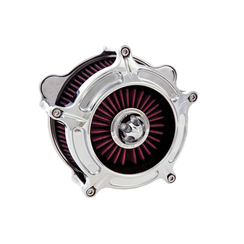 RSD, Turbine air cleaner kit. Chrome CV carb: 93-06 all B.T. Delphi inj.: 01-15 Softail 04-17 Dyna (excl. 2017 FXDLS) 02-07 FLT/