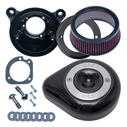 S&S Stealth, carbon teardrop air cleaner kit 00-15 Softail 99-17 Dyna (excl. 2017 FXDLS) 99-07 Touring. Bikes with CV carb & Del