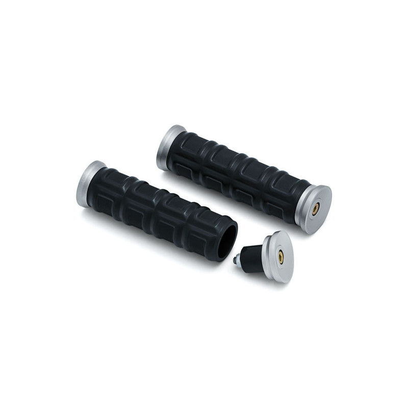 Kuryakyn, Dillinger grips. Satin silver 7/8" (22mm) handlebars