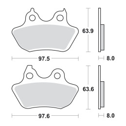 SBS, brake pads. Street Excel Sinter Rear: 06-07 FXSTB/C FLSTF 2006 FXSTS FXSTI 2007 FXST(NU)