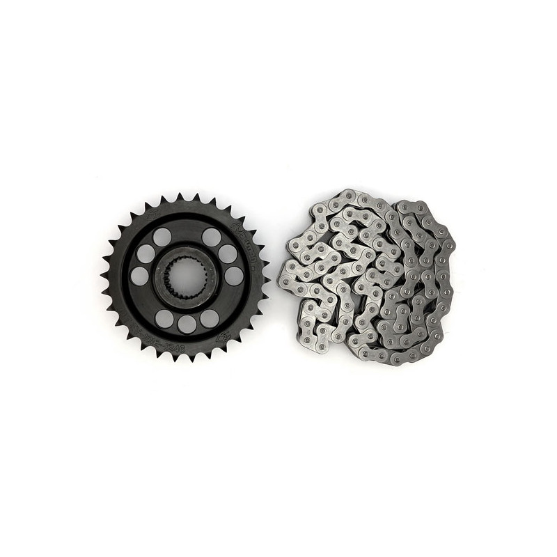 Evolution Industries, solid motor sprocket & chain kit. 30T 18-23 M8 Softail