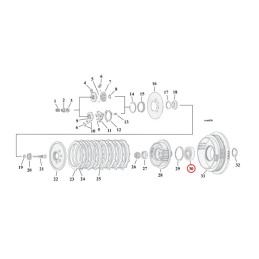 Ball bearing, clutch hub 91-21 XL (excl. 08-12(NU)XR1200)
